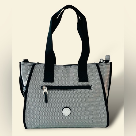 Kipling Briona Shoulder Bag Jet Handbag Satchel Black Woven - Picture 2 of 9